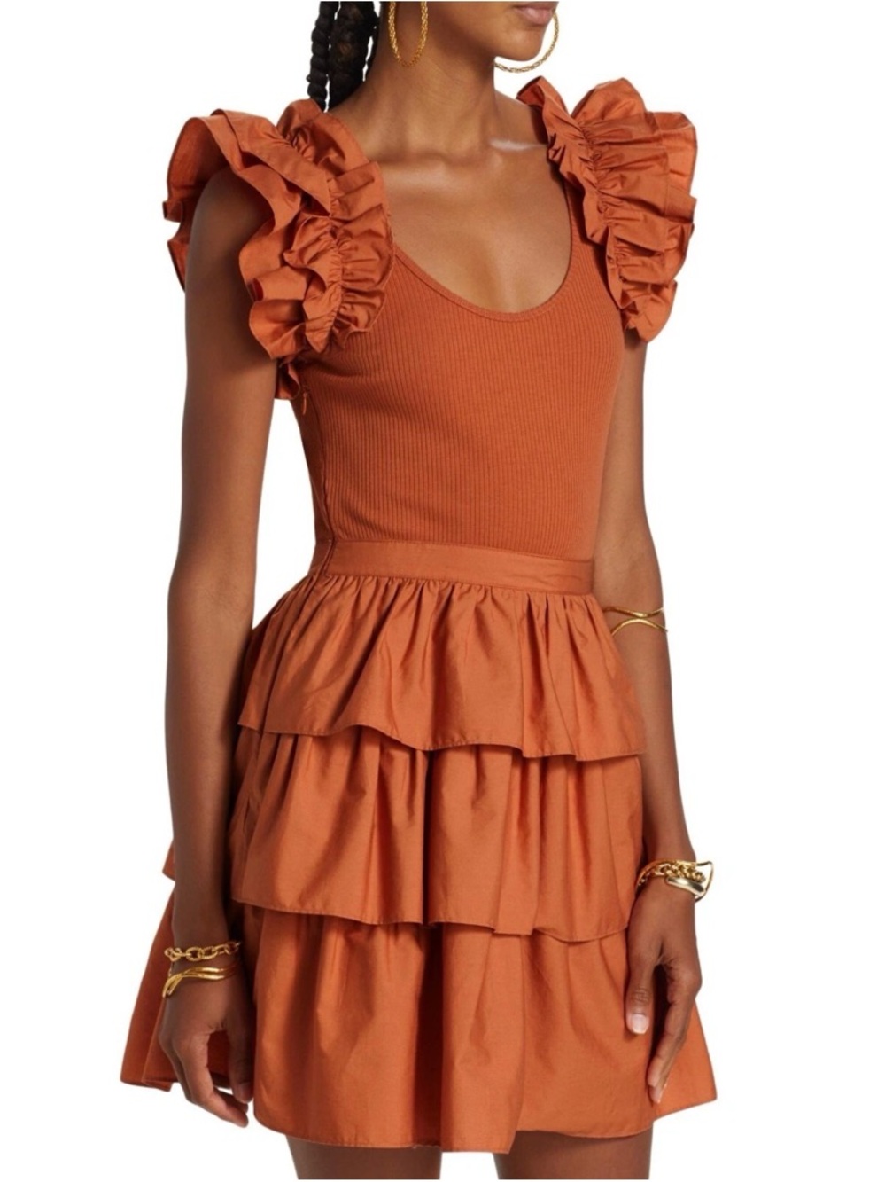 NWOT Ulla Johnson Hanna Dress Sample Sale In Burnt Orange Kentucky Derby Ready